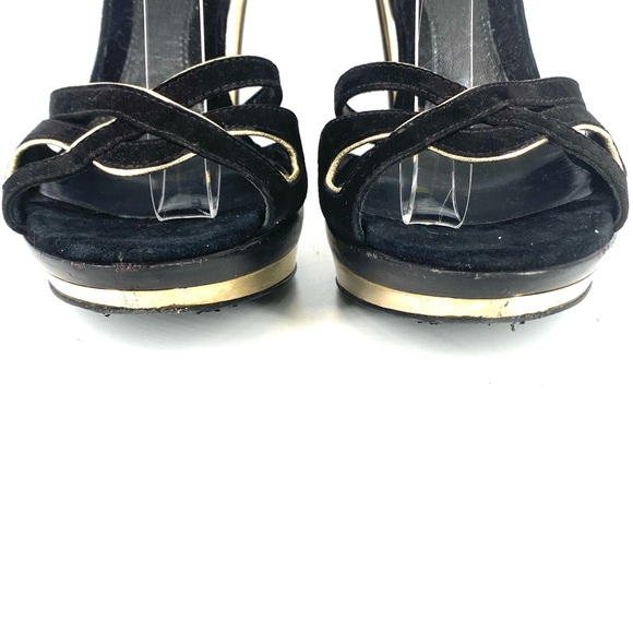 Fendi Authentic Black and Gold Wedges - Picture 10 of 14